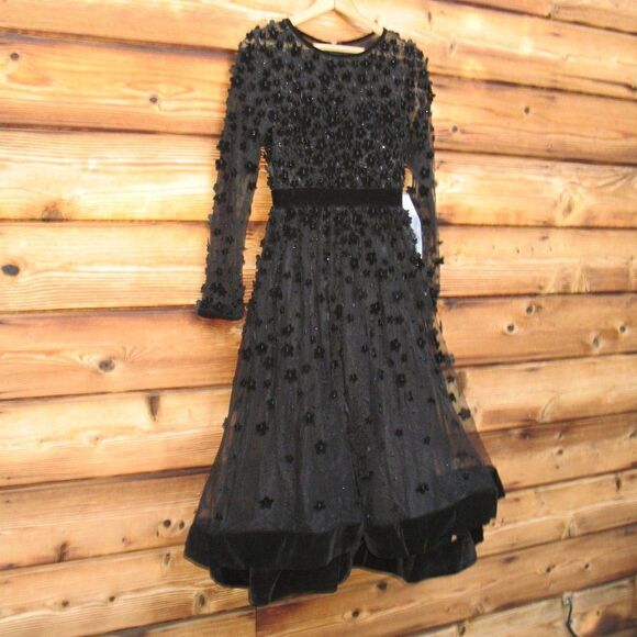 Mac Duggal Embellished Illusion Fit & Flare Dress 67007 Black - Picture 8 of 16